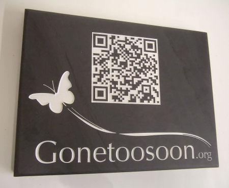 Gone Too Soon QR Code on Slate